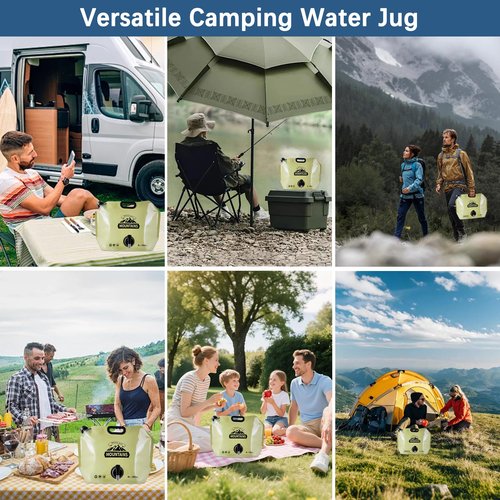 Coipdfty Water Jug Camping 2.1 Gallon Collapsible with Spigot, BPA Free Portable Water Pouch Foldable Water Bags for Outdoor Hiking, Travel and Emergency & Water Storage Containers (Beige-1Pcs)