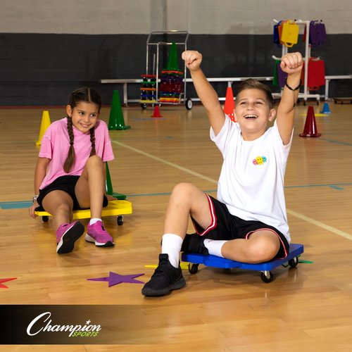 Champion Sports 12" Wood Scooter – Wooden Base with Full Bumper and Non-Marring Swivel Casters for Active Play & PE Class