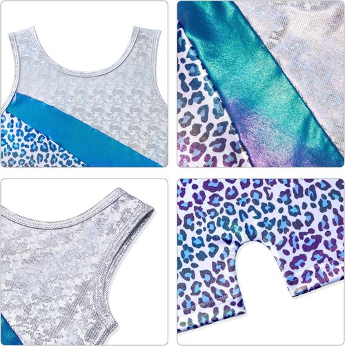 HOZIY Leotards for Girls - Stylish Gymnastics Biketard with Snowflake Ribbon Design | Blue, Purple, Hot Pink