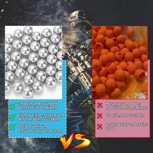 100 Pcs 43 Cal Aluminum Balls for Self Defense and Target Practice, Solid Hard .43 Caliber Ammo Projectiles Paintball Fit for T4E Walther PPQ/ TPM1 and Glock17/G17 (100)