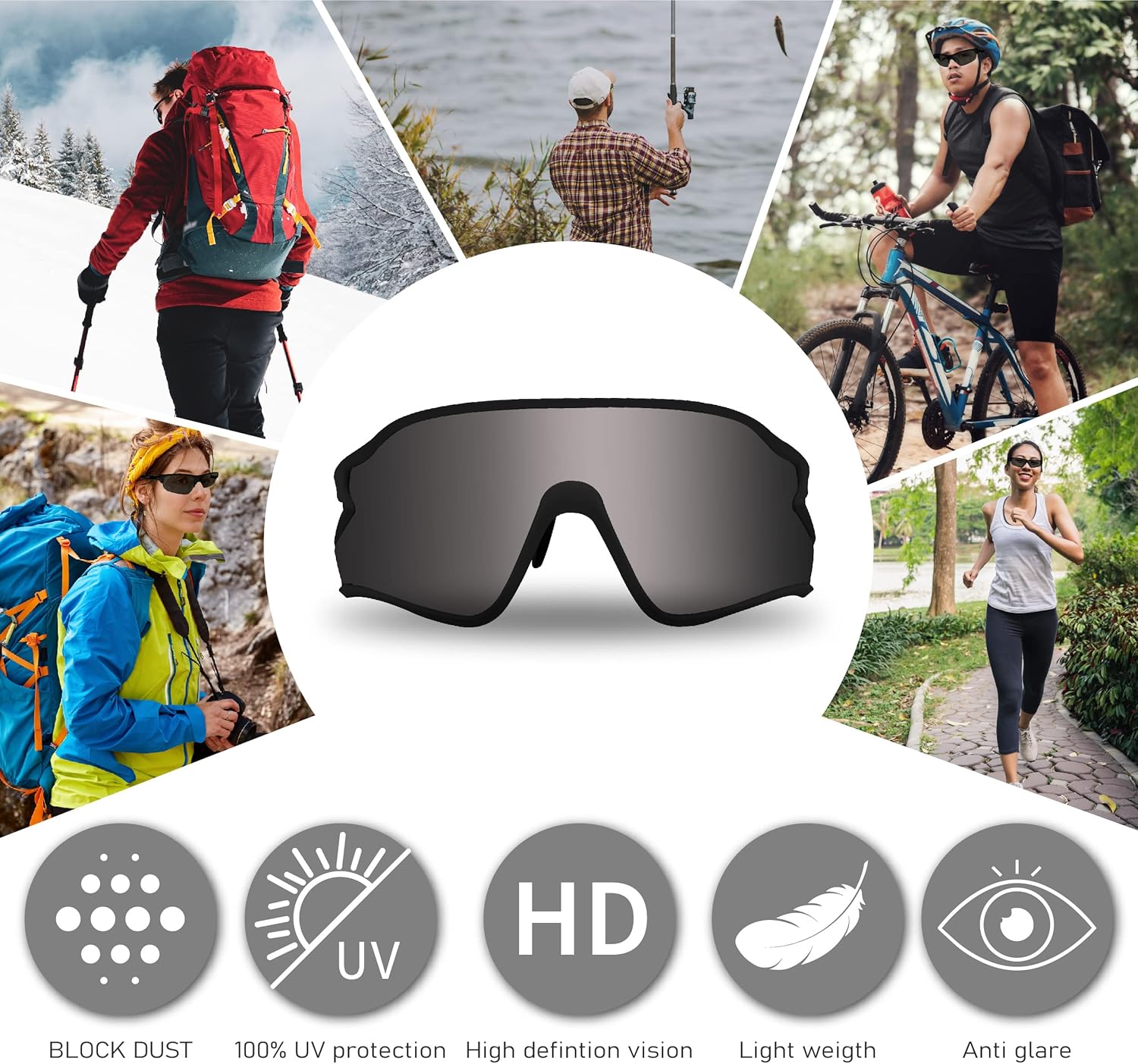 Polars Design Polarized Cycling Sunglasses - UV Protection TR90 Frame for Men & Women