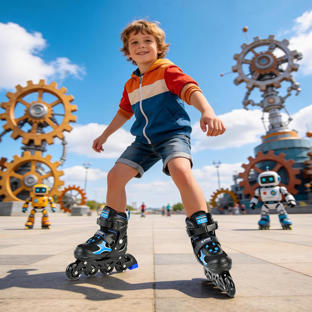 2PM SPORTS Inline Skates for Kids - Adjustable Light-Up Roller Skates for Ages 5-12 | Fun & Safe