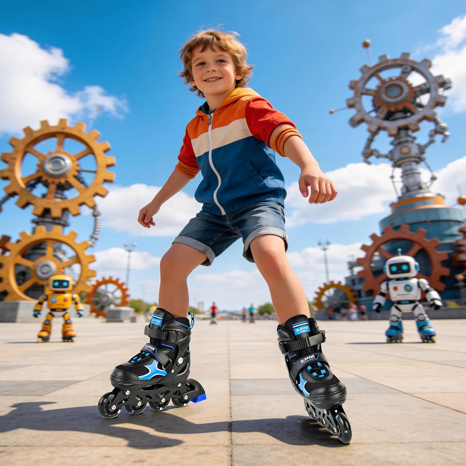 2PM SPORTS Inline Skates for Kids - Adjustable Light-Up Roller Skates for Ages 5-12 | Fun & Safe