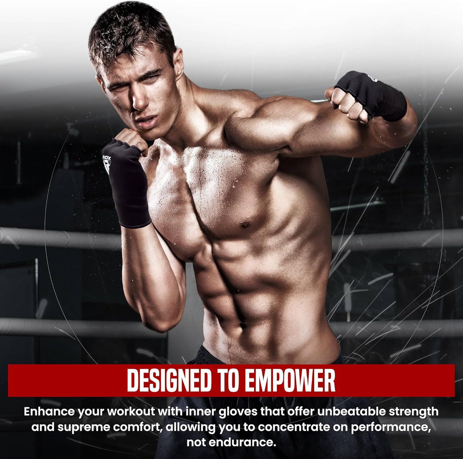 RDX Boxing Hand Wraps - Half Finger Elasticated Inner Gloves for Men & Women | Fist Protection for MMA & Kickboxing