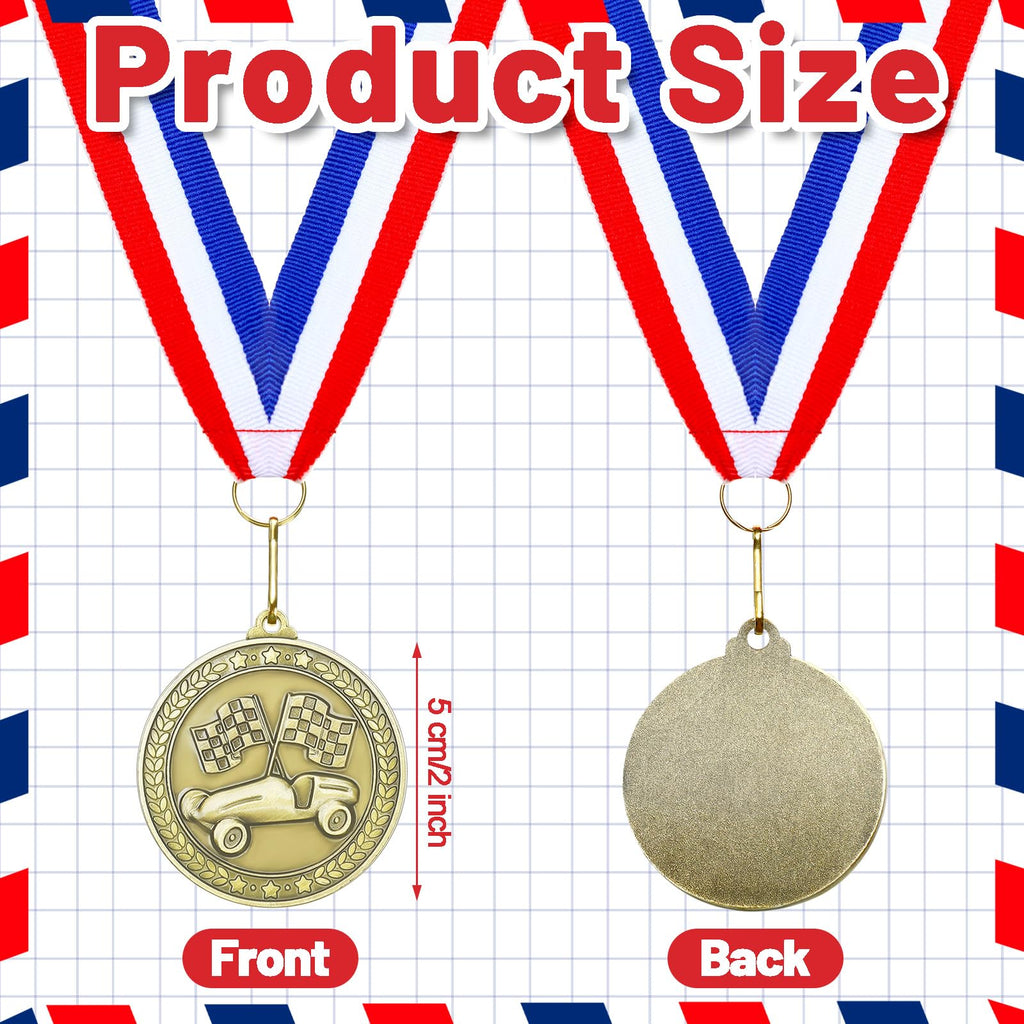 Remuuly 30 Pcs Award Medals Bulk 2'' Gold Trophy Award Winner Metal First Place with Neck Ribbons Prize Gift for Tournaments Match Sports Competition Teams Adult (Race Car Derby)