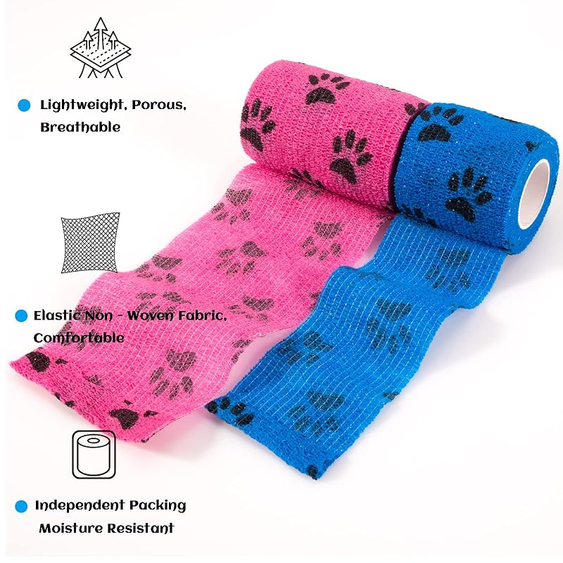 Self-Adherent Bandages for Pets - 20 Rolls Vet Wrap, 2"/3" Mixed, Elastic Wound Tape