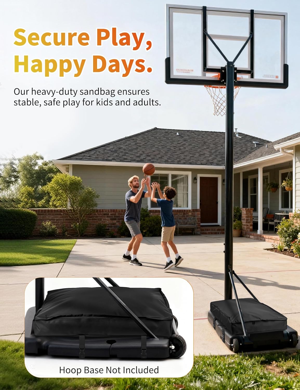 Skiennix Basketball Hoop Sandbag - Heavy Duty Weighted Base Anchor, Weather Resistant Oxford Fabric