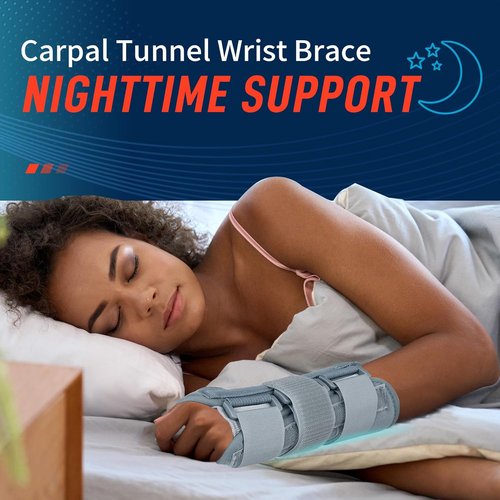 FEATOL Wrist Brace - Adjustable Carpal Tunnel Support for Left Hand | Night Sleep Splints, Large/X-Large