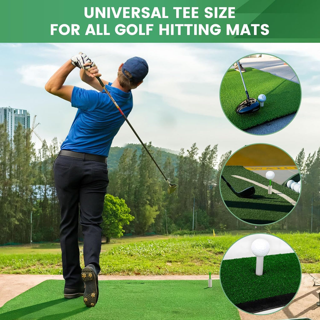 Seticek Rubber Golf Tees - Durable & Stable for Mats | 32 Pcs in 6 Mixed Sizes & 2 Variants