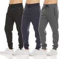 PURE CHAMP Men's Fleece Jogger Sweatpants - 3 Pack with Zipper Pocket | Sizes S-3XL
