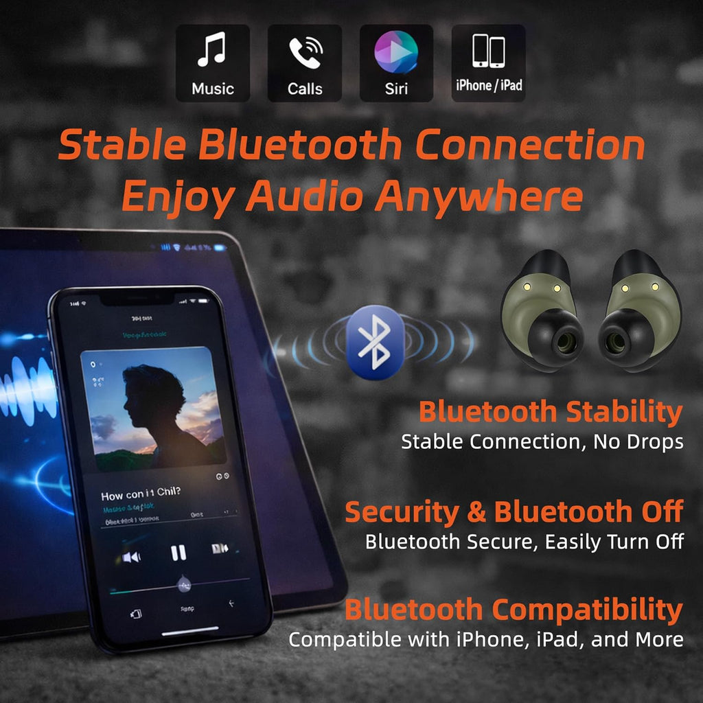 PROHEAR EP05 Bluetooth Shooting Earbuds - SNR 29dB Hearing Protection & Noise Reduction for Comfort