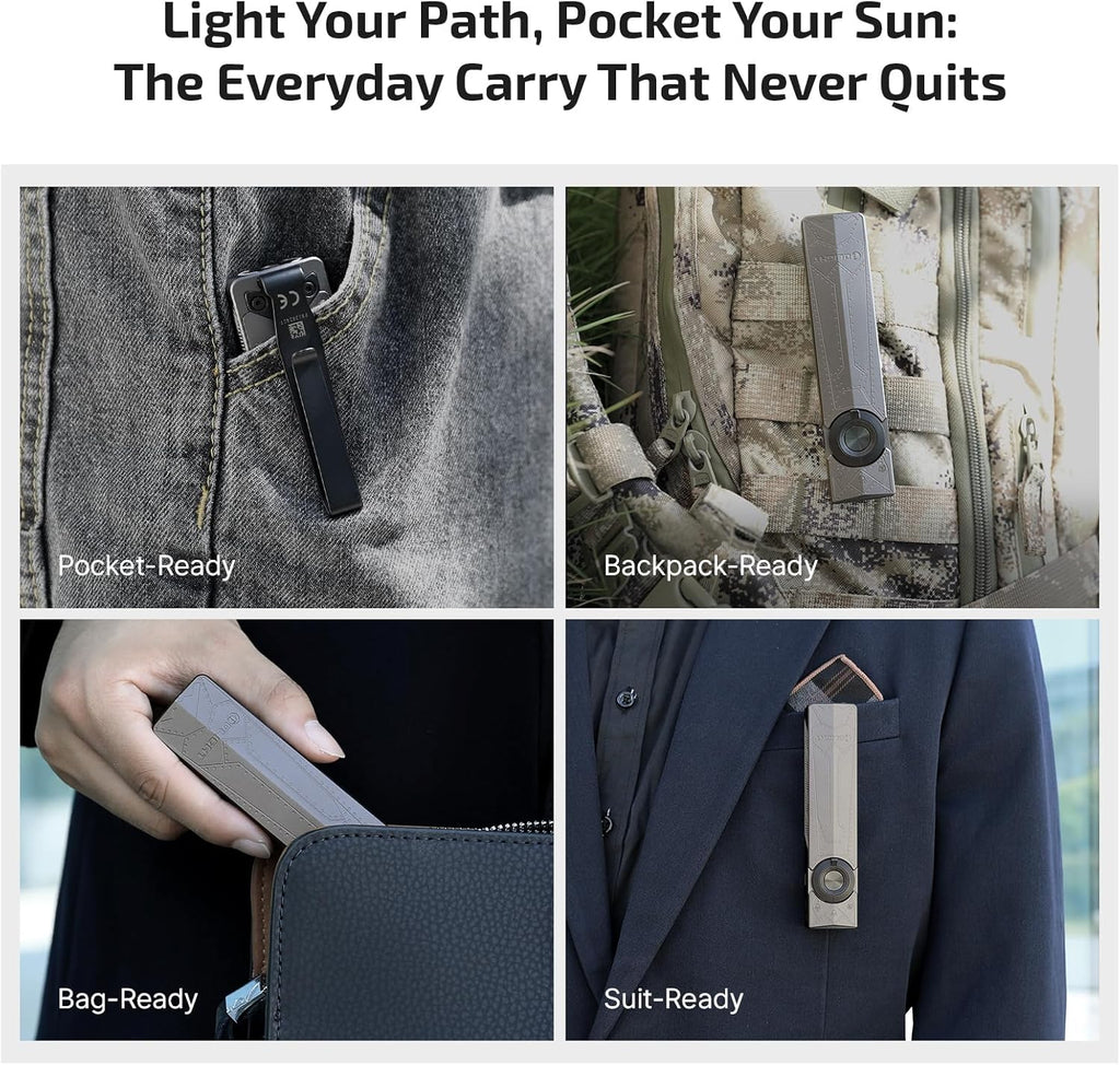 OLIGHT ArkPro EDC Flashlight - Rechargeable 1500 Lumens with Green Beam, UV & White LED | Compact Pocket Design for Outdoor Use