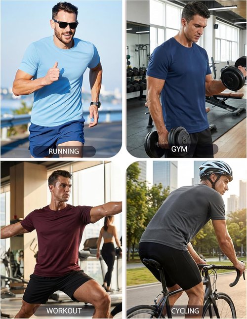 COOFANDY Men's Athletic T-Shirts - Quick Dry Moisture-Wicking Workout Shirts | 3 Pack for Gym & Casual Wear