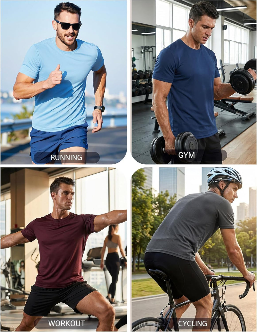 COOFANDY Men's Athletic T-Shirts - Quick Dry Moisture-Wicking Short Sleeve Workout Shirts | 3 Pack
