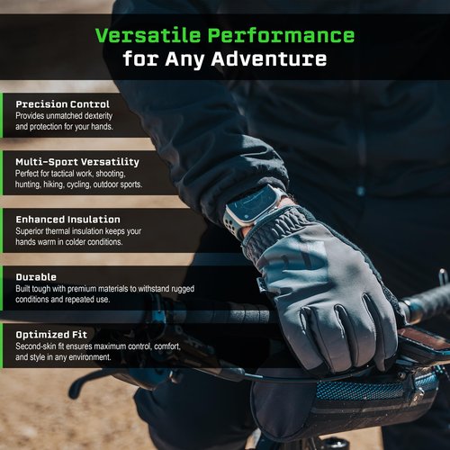 APEX 2.0 Cold Weather Gloves Touchscreen Fingers, Thermal Insulated for Winter Multi Sport, Tactical Shooting Hunting, Large, Black
