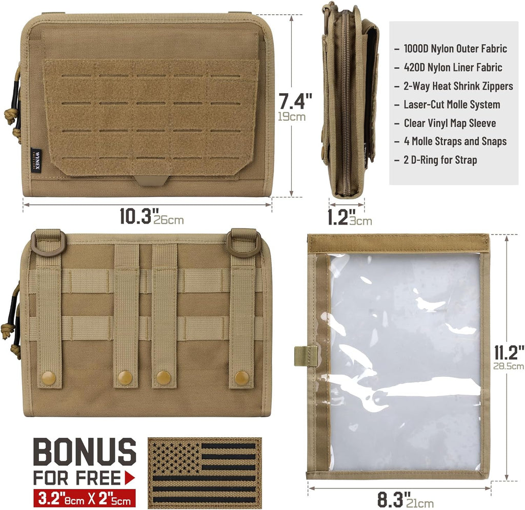 WYNEX Tactical Folding Admin Pouch - Modular Utility Organizer Bag with Laser-Cut Design | EDC Medical Pouch