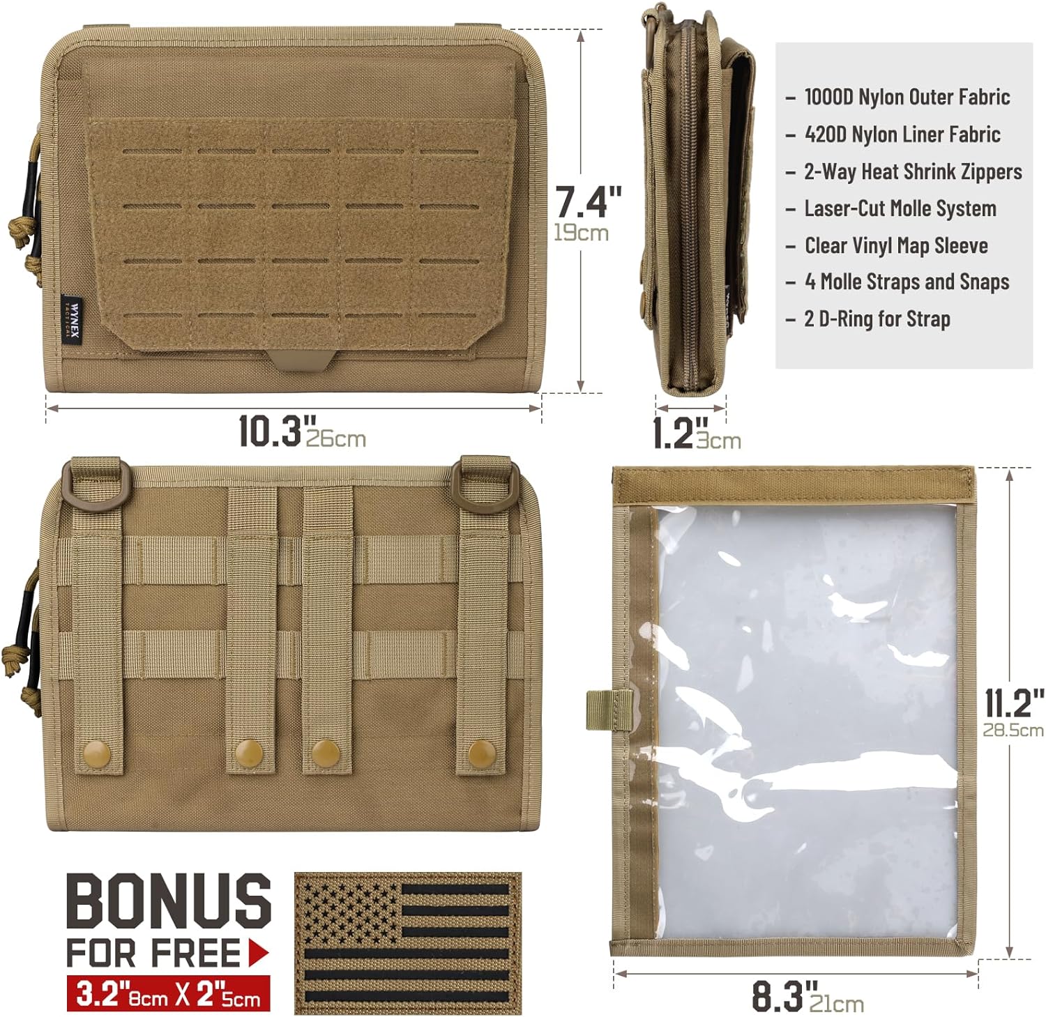 WYNEX Tactical Folding Admin Pouch - Modular Utility Organizer Bag with Laser-Cut Design | EDC Medical Pouch
