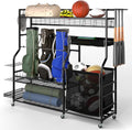 YITAHOME Sports Organizer - Multi-Functional Garage Storage Rack for Golf Gear | Holds 3 Bags & Clubs, Wheels Included
