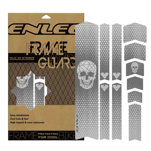 ENLEE Bike Frame Protection Tape, Non-Yellowing Bike Frame Protection Kit, High-Impact Honeycomb Microns PVC Anti-Scratch Protector for MTB/Road/Gravel Bike' Top/Down Tube, Chain Guard, Fork, 11PCS