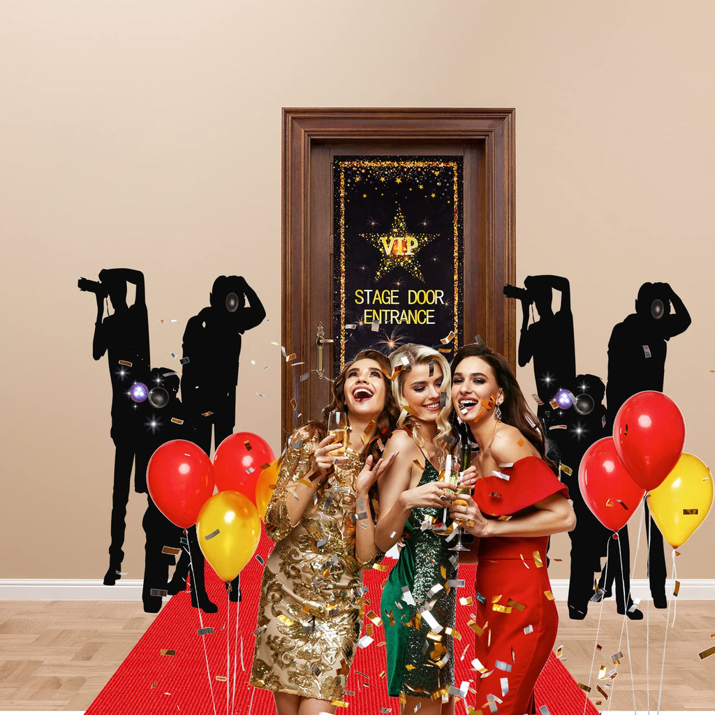 Timtin VIP Entrance Banner Photography Backdrop with Red Carpet Runner, Paparazzi Props, 2.6 x 15 ft Rug, Double-Sided Tape for Party Decorations and Movie Theme Events
