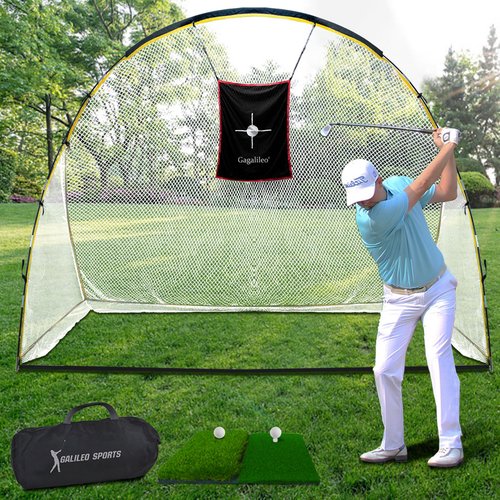 Gagalileo Golf Net: 10x7ft Practice Driving with Barrier Tur Mat Target for Backyard Home Adults Beginners