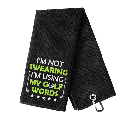 PIUFAM Embroidered Golf Towel, I'm Not Swearing I'm Using My Golf Words Funny Golf Towel, Golf Accessories for Men, Golfs Gift for Men, Gift for Dad Grandpa Birthday Gifts for Christmas Thanksgiving