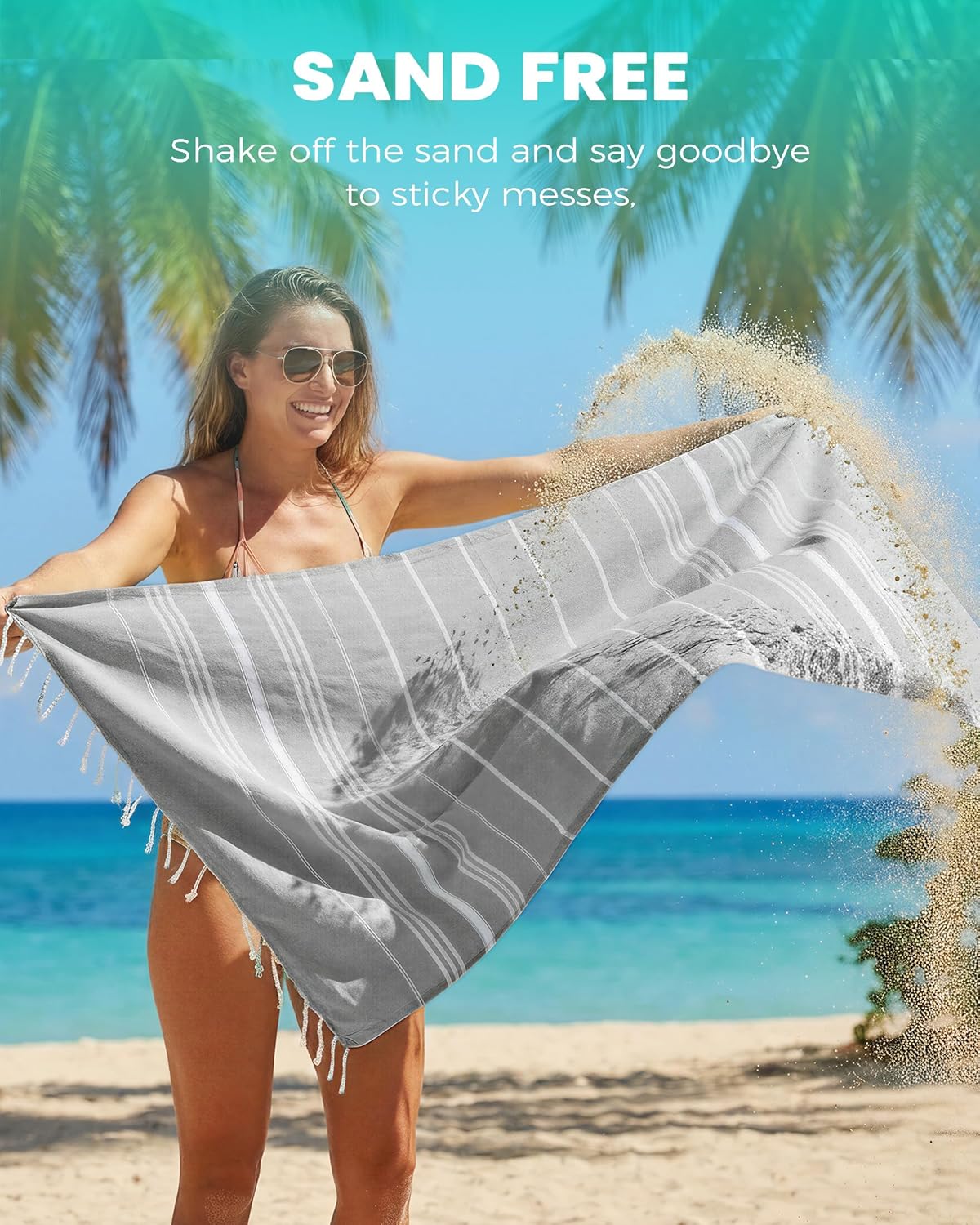 Skiennix 24 Pack Turkish Beach Towels - Quick Dry, Sand-Free, Extra Large, Lightweight & Absorbent