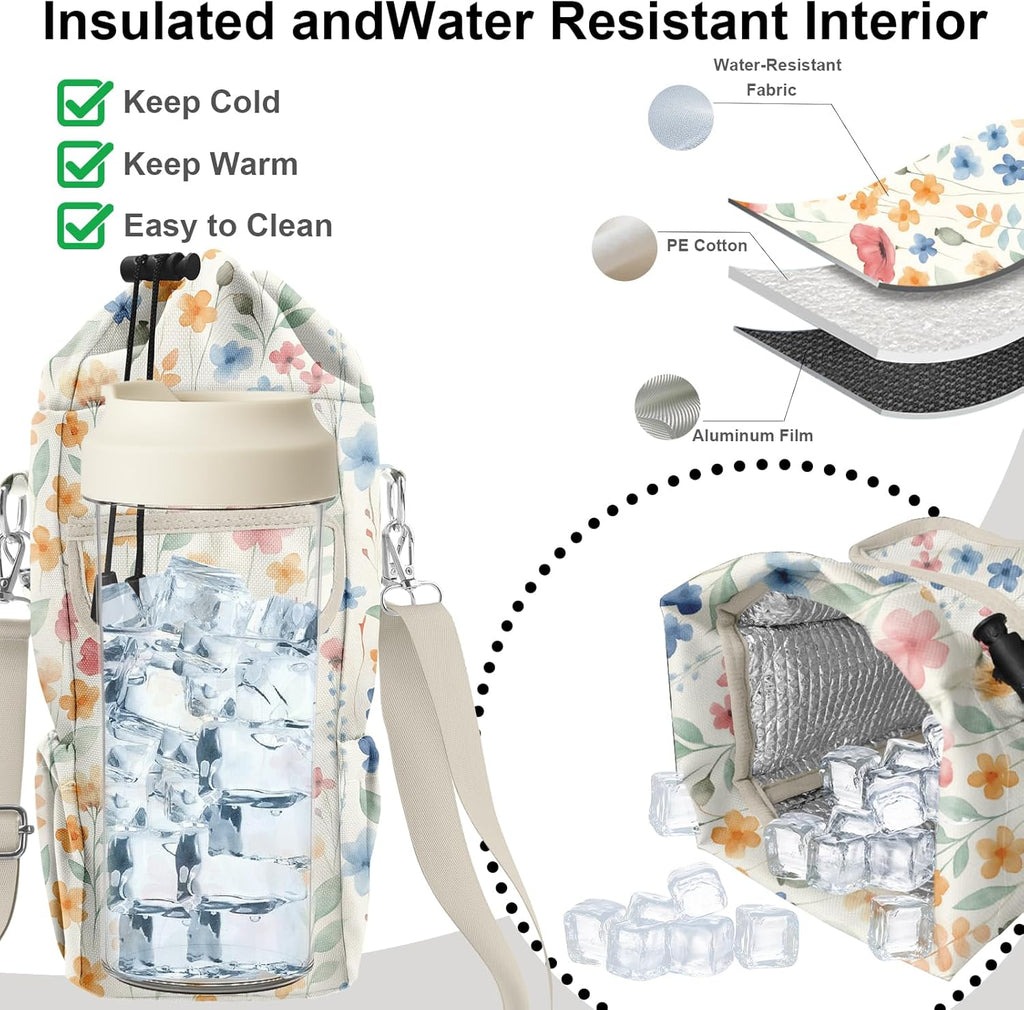 Stanley - Insulated Water Bottle Carrier Bag with Phone Pocket - Adjustable Crossbody Sling for 30/32/40 oz Tumblers