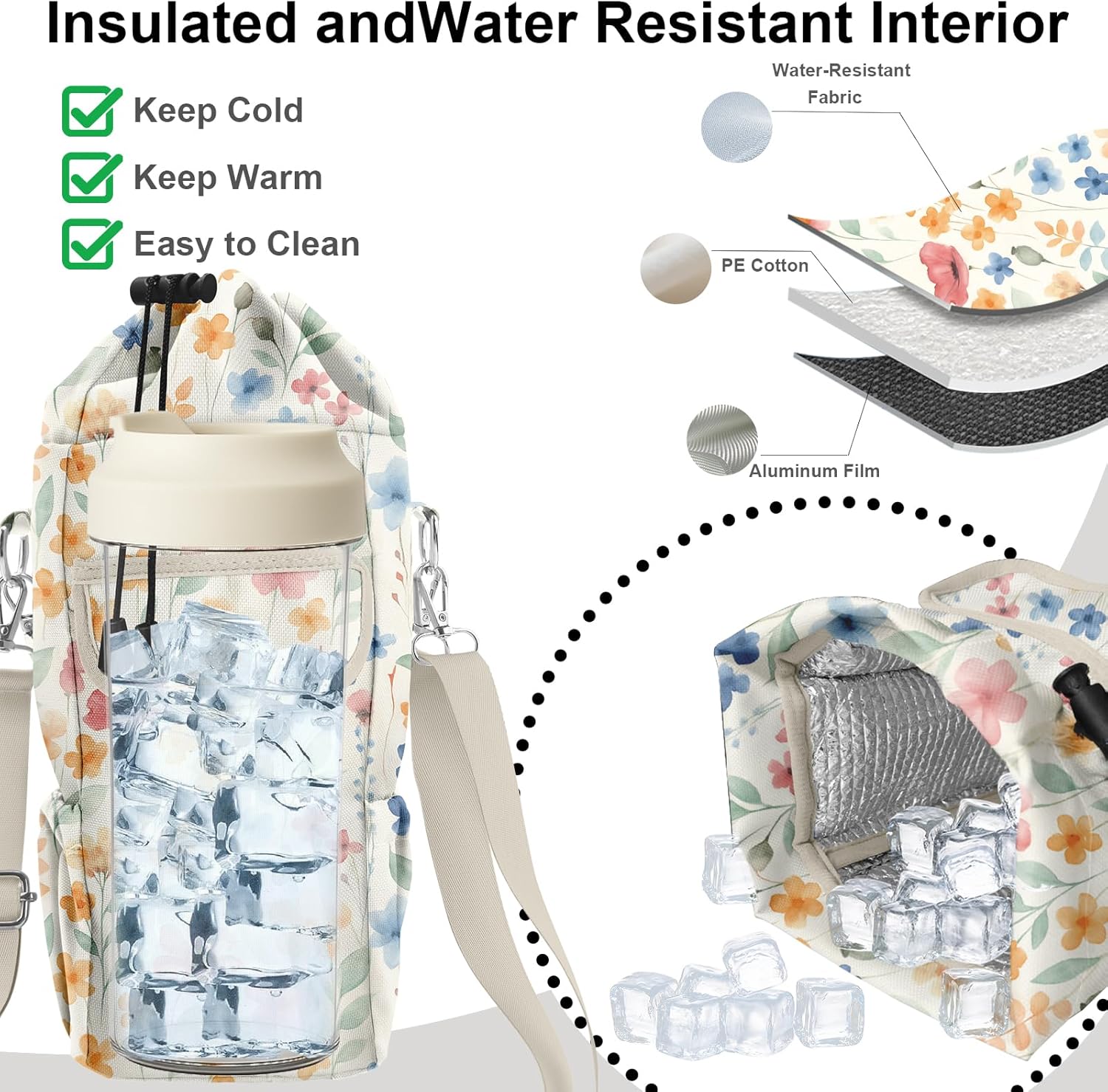 Stanley - Insulated Water Bottle Carrier Bag with Phone Pocket - Adjustable Crossbody Sling for 30/32/40 oz Tumblers