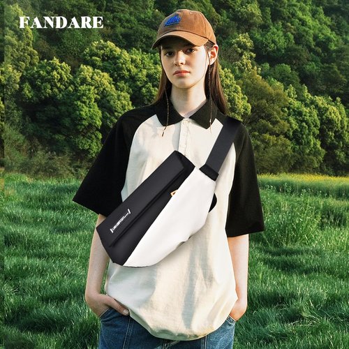 FANDARE Casual Sling Crossbody Bag - Lightweight Tactical Backpack for Men | Black & White