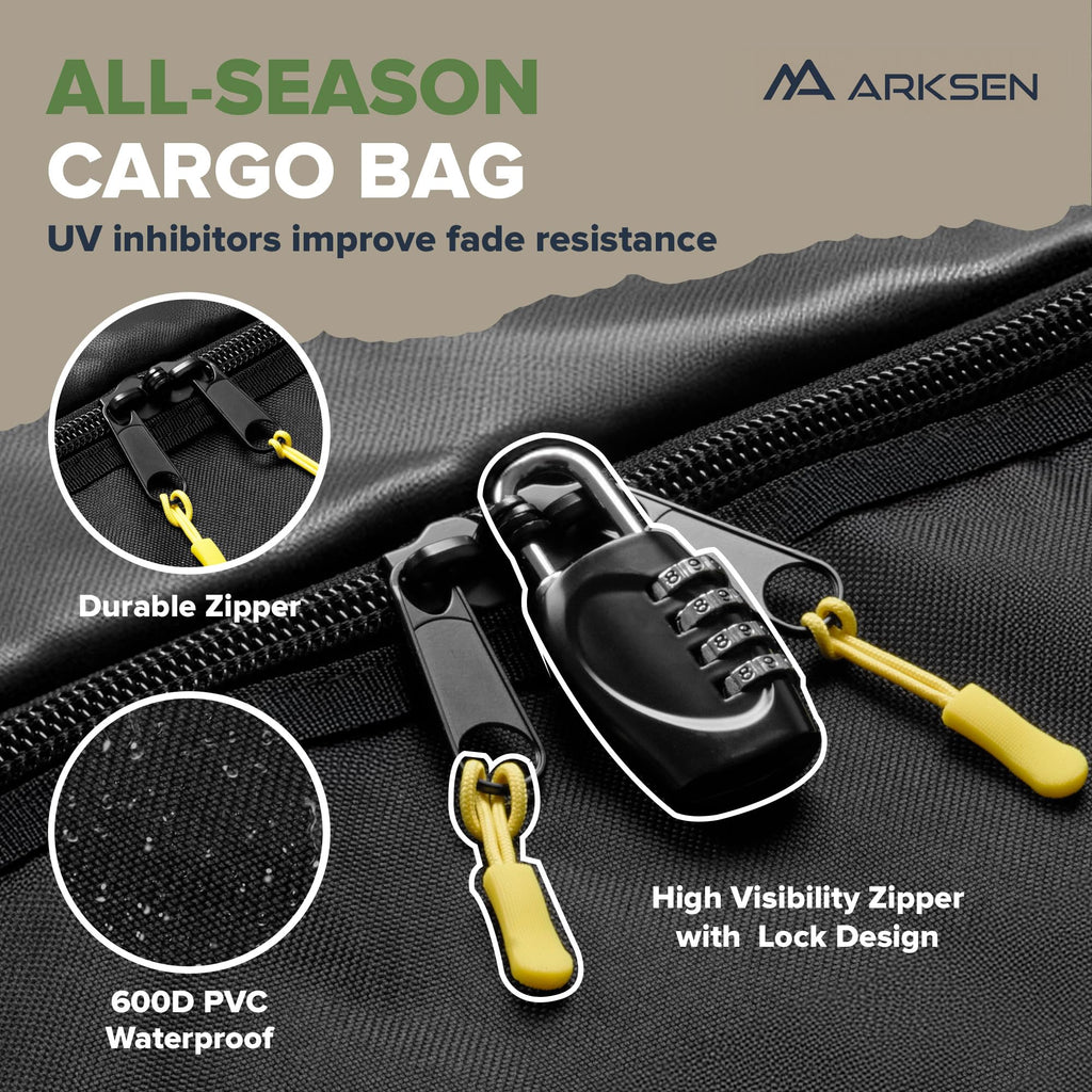 ARKSEN 60" x 23" x 5.5" Folding Hitch Cargo Carrier Basket w/Waterproof Cargo Bag(16.5 Cu Ft), Net, Hitch Stabilizer, 2 Ratchet Straps, 500 Lbs Heavy Duty Rear Trailer Cargo Rack Fits 2" Receiver