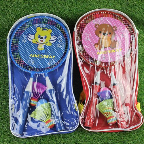 Badminton Racket for Children 1 Pair, Nylon Alloy Durable Badminton Racquet Set for Kids Indoor/Outdoor Sport Game（Including 4 Badminton and 2 Table Tennis） (Blue)