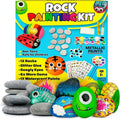 JOYEZA Rock Painting Kit Deluxe - Arts and Crafts Set for Kids Age 6+ | 12 Waterproof Rocks & Paints