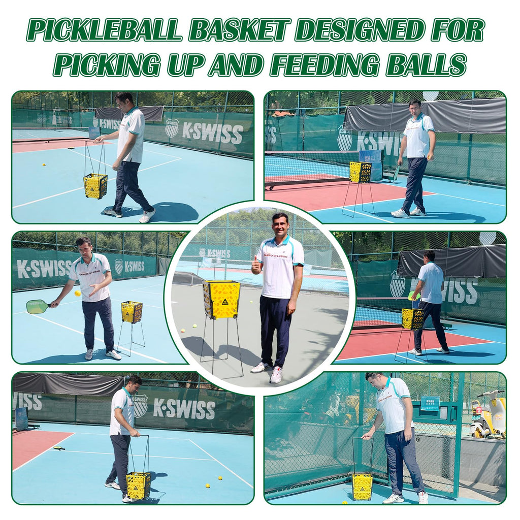 OLE ANDIGO Pickleball Hopper Collector with Wheels, 40 Pickleball Balls Capacity, Lightweight Pickleball Picker Upper, Pickleball Picking Ball Picking Tool.