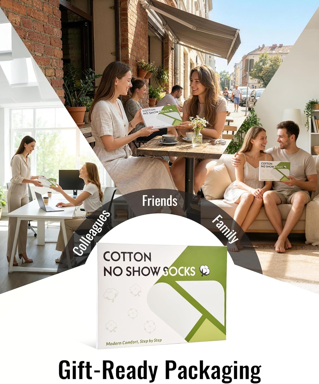 Skiennix No Show Socks - Non-Slip Invisible Liners for Flats | Breathable Cotton, 6 Pairs Gift Box