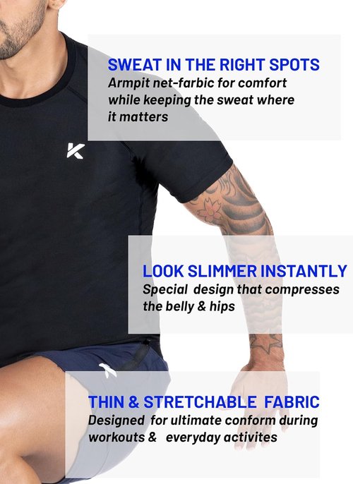 Kewlioo Sauna Shirt for Men - Heat-Trapping Sweat Vest | Compression Workout Suit for Gym