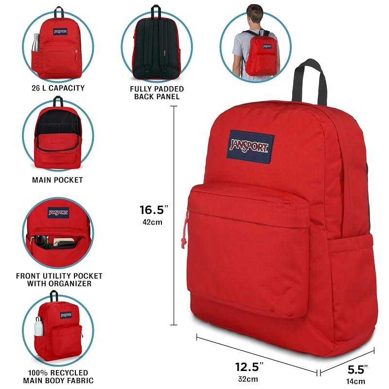 JanSport Ohio State Buckeyes SuperBreak Plus Backpack with 15-Inch Laptop Sleeve - Red Tape