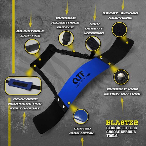 QTF Fitness Arm Blaster Biceps Triceps, Heavy Duty Aluminum, Soft Thick Neck Padding & Adjustable Straps Big Arms Building Weight Lifting with Non-Slip Shark pad