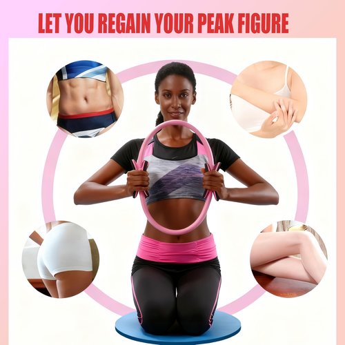FJFQXY Home Pilates Kit for Women, Pilates Equipment Ring Set with Magic Circle, Body Tape Measure, D Grip Dumbbells, Pilates Ball, Massage Ball, Yoga Socks and Resistance Bands
