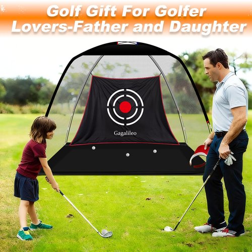Gagalileo Golf Hitting Net Backyard Driving: 10x7FT Professional Backstop with Silent Velvet Target Portable Practice for Men Dad Complete Sport Set Gift White