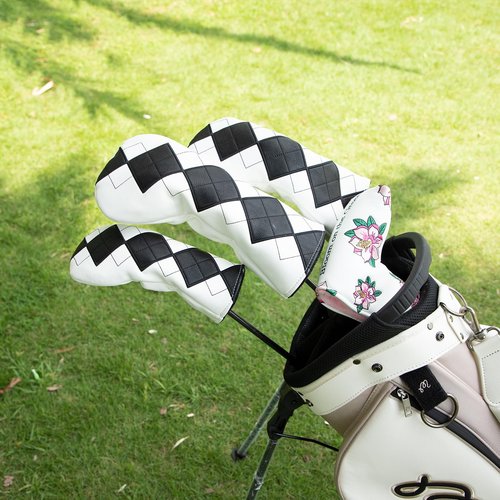 Golf Club Covers Exquisite Embroidery Driver Covers Fariway Wood Headcover Hybrid Cover Leather Golf Headcovers for Most Brand (for Hybrid)