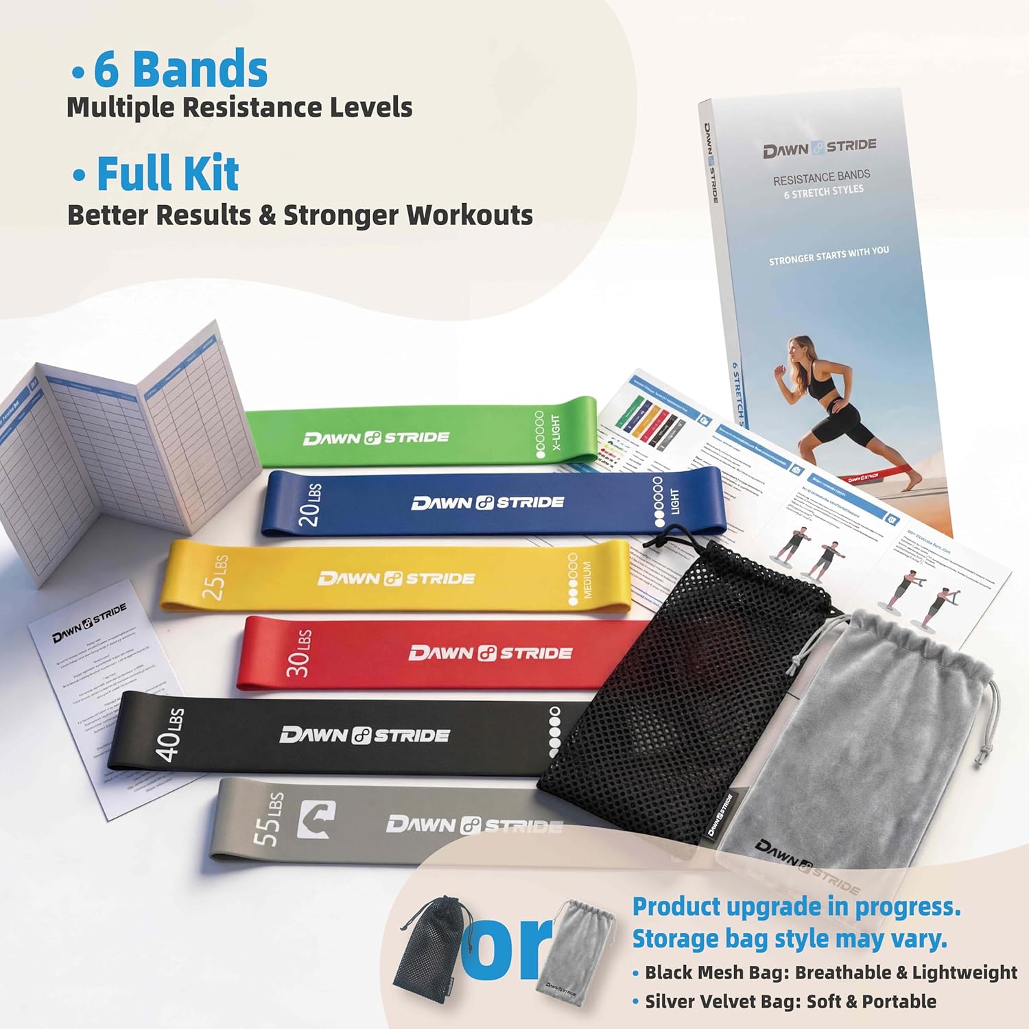 Skiennix 6-Levels Resistance Loop Bands Set - Elastic Workout Bands for Yoga & Strength Training | Includes Guide & Carry Bag