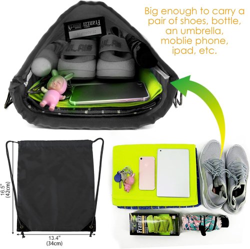 BeeGreen Drawstring Backpack - Reflective Cinch Sack for Gym & Sports | 20, 30, 50 Pack Options
