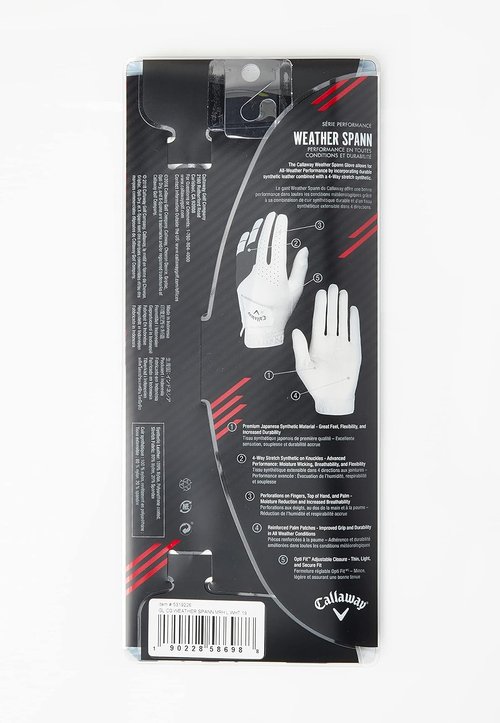 Callaway Golf Weather Spann Glove - Superior Grip & Comfort for All Conditions | Size: Medium
