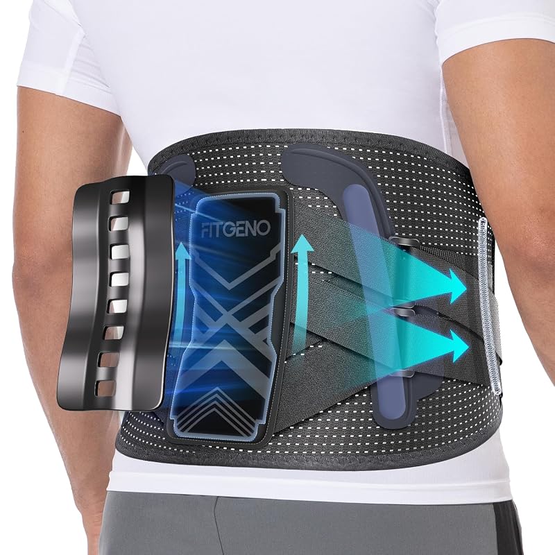 Lumbar Back Brace for Lower Back Pain - Adjustable Support for Men & Women, Black XL/L (Waist 38-46")