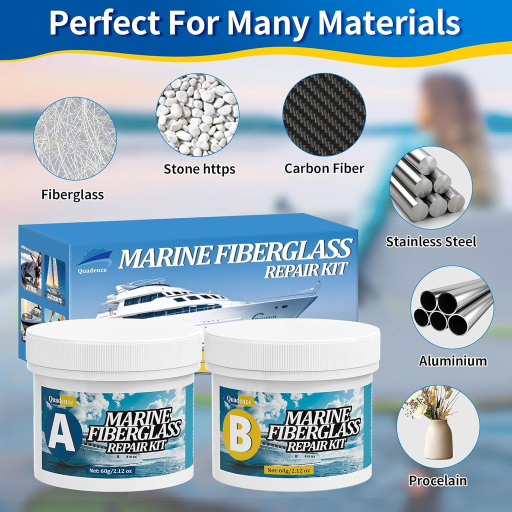 Skiennix Fiberglass Boat Repair Kit - Waterproof Epoxy Filler for Holes, Chips & Cracks | Color Match