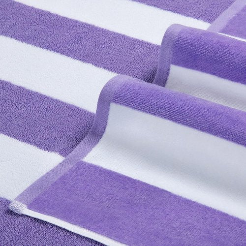 LULUHOME Large Oversized Beach Towel - Soft Cotton 36 x 70 Inch Striped Pool Towel for Adults | Purple