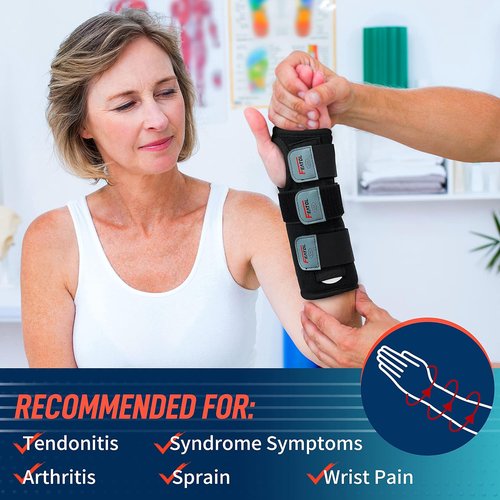 FEATOL Wrist Brace - Carpal Tunnel Night Support Splint for Pain Relief | Medium/Large, Left Hand