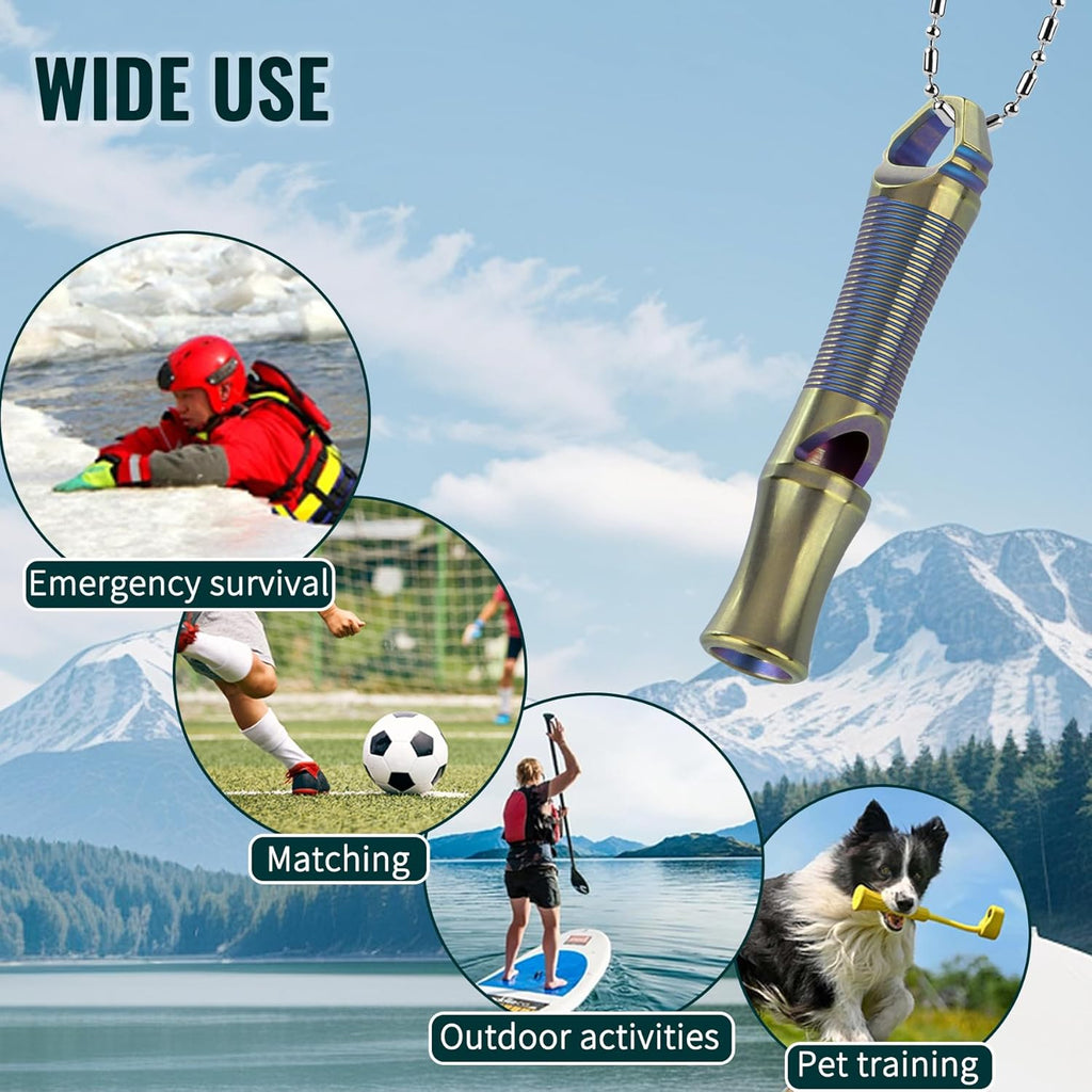 TACRAY Titanium Whistle - Ultra-Loud 120+ dB, Lightweight & Durable for Emergency Survival | Hiking & Camping