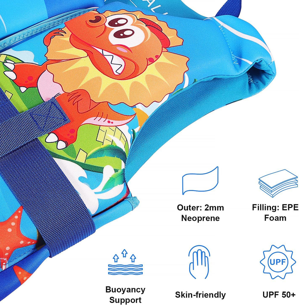 REALIKE Kids Swim Vest | Adjustable Toddler Floaties with Safety Strap | For Ages 2-10 Years, 22-88lbs